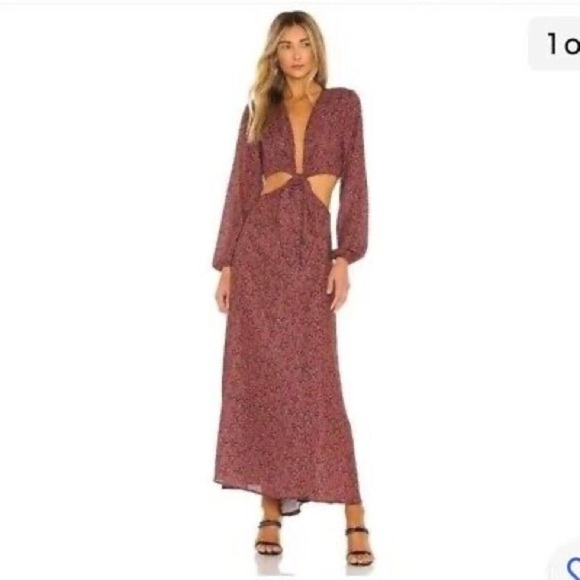 RESA Dresses & Skirts - RESA Noelle Cutout Long Sleeve Maxi Dress Gemma Red Black XS (16)
